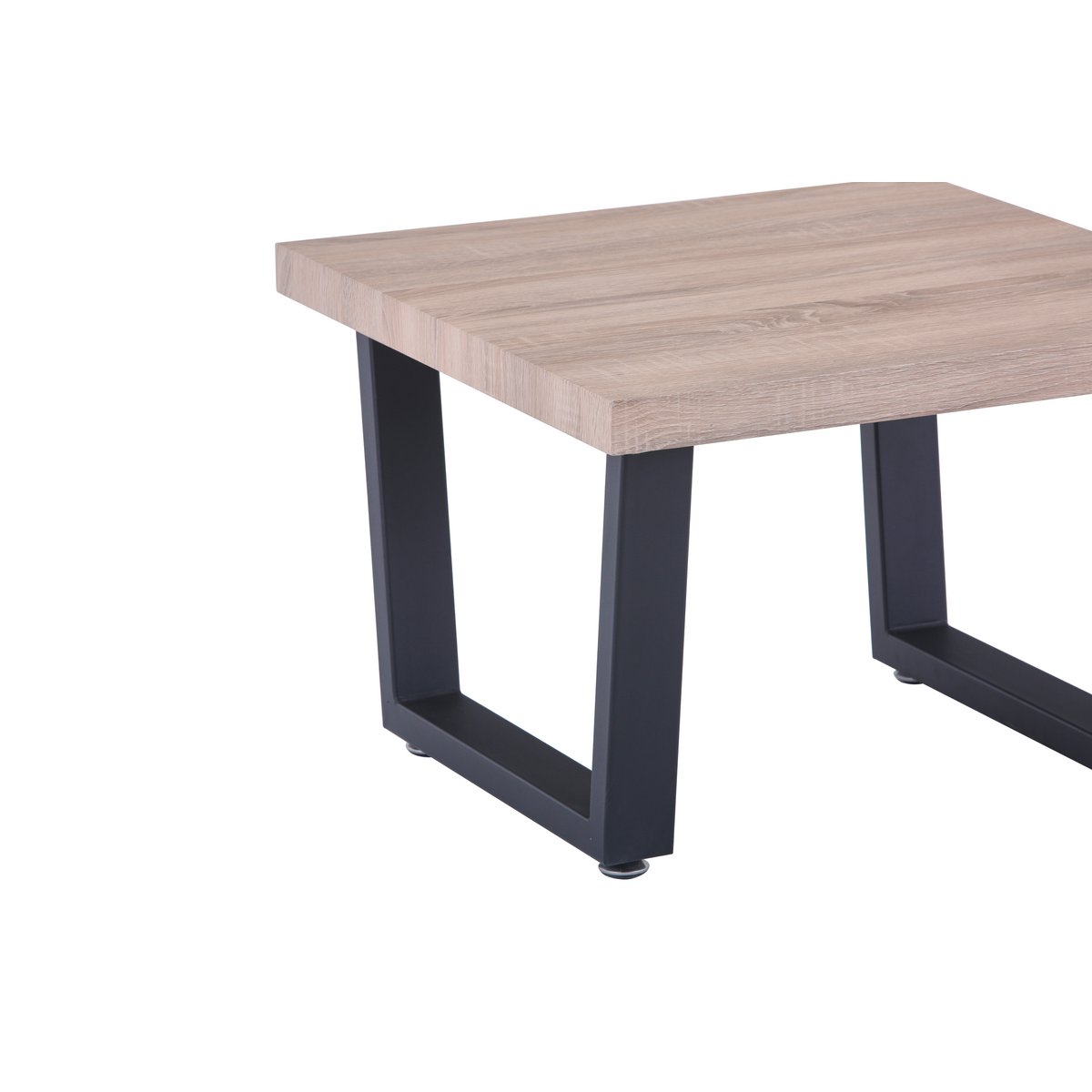 Détail du piètement luge en métal noir de la table basse