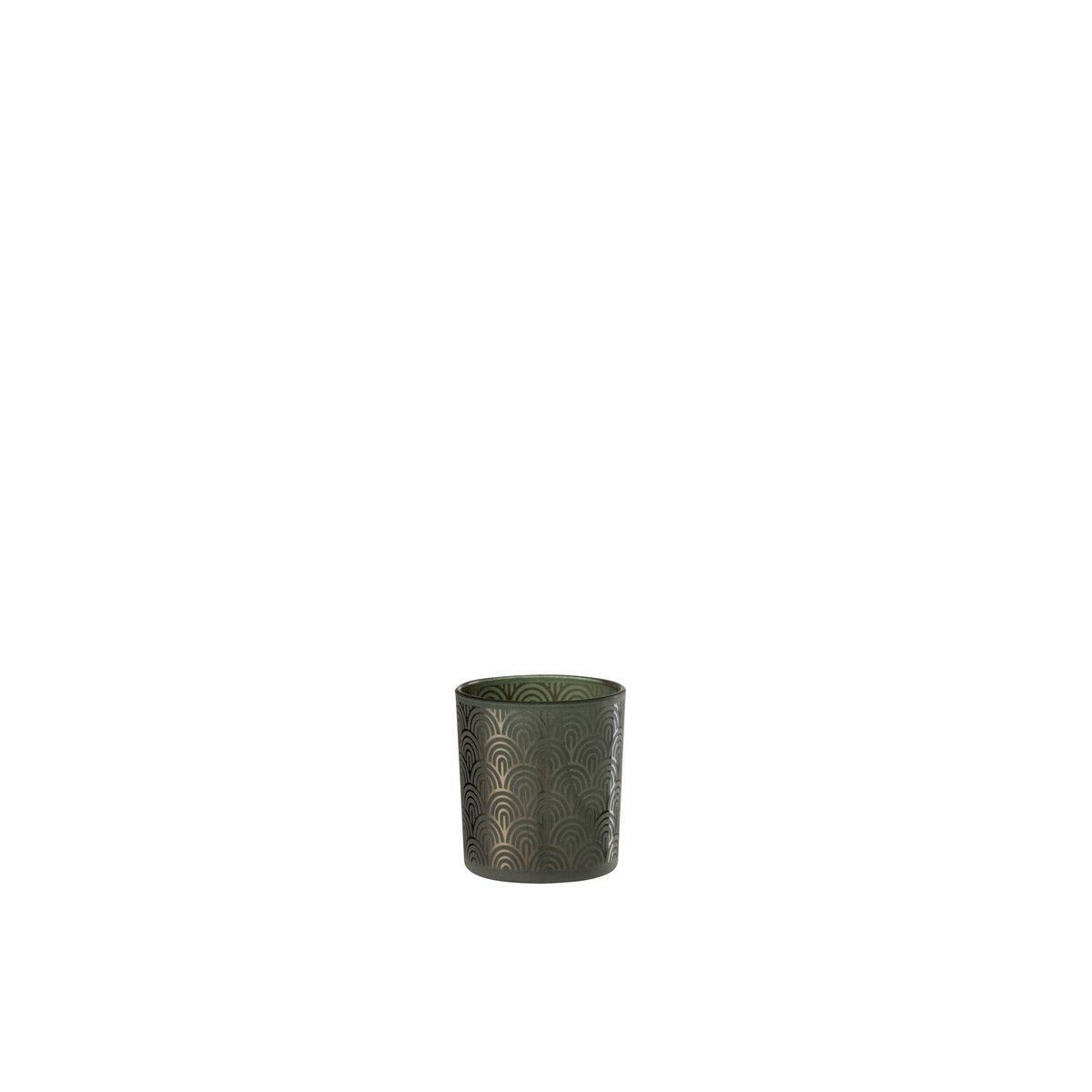Photophore J-Line Bow en verre vert, avec bougie allumée