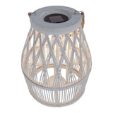 DÉCOLOR SOLAIRE LED "KORBINIAN" pour le jardin et la terrasse en bois et en rotin de nature, lampe solaire 34 cm de haut