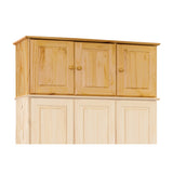 Fixation d'armoire en pin massif avec trois portes, vue de face
