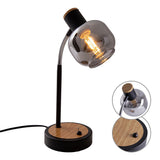 Lampe de table "Fumoso", lampe de table en métal et verre en noir, avec socket E14, pour salle à manger, salon, couloir ou bureau, lampe de table 34 cm de haut