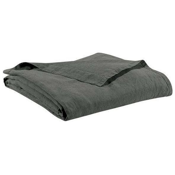 Drap plat stonewashed Zeff/Zephyr Tonnerre avec texture en lin