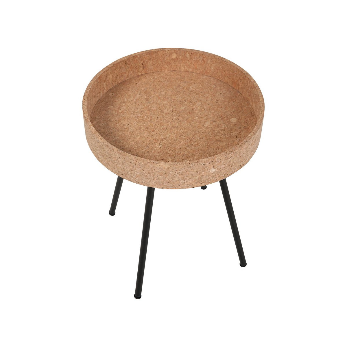 Table d'appoint en bois et métal, positionnée dans un salon moderne