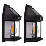 2 Définir la lampe murale solaire "Mira" env. 17 cm de haut, en plastique noir résistant aux intempéries, LED intégrée en blanc chaud, y compris le détecteur de mouvement et le capteur crépusculaire