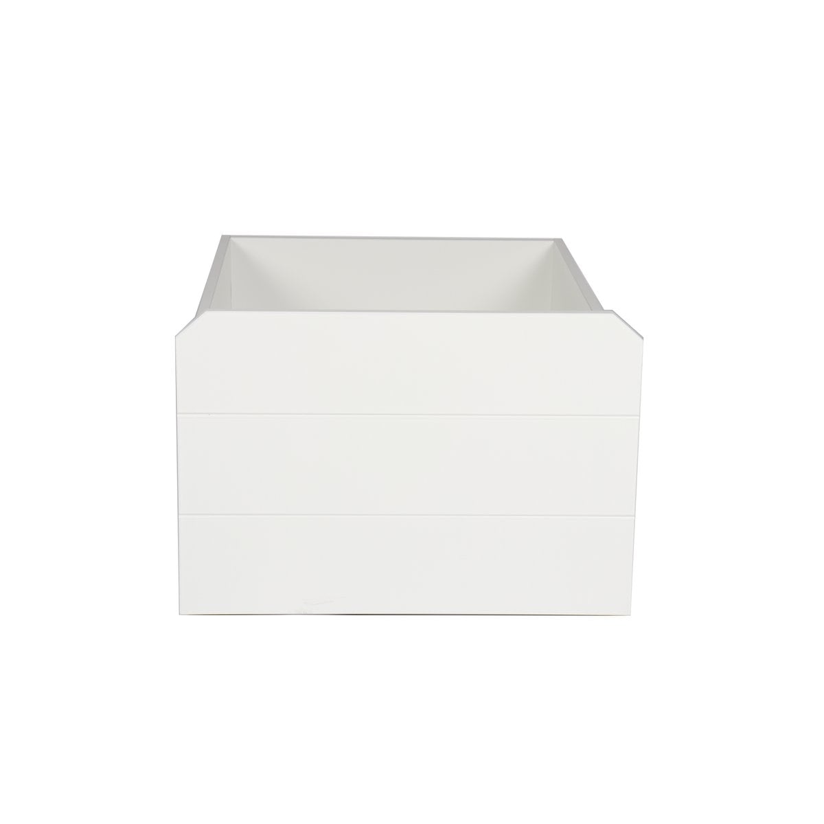 Tiroirs blancs scandinaves ouverts montrant espace intérieur
