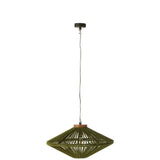 Lampe à suspension Ovni J-Line en fer et jute vert, vue de face