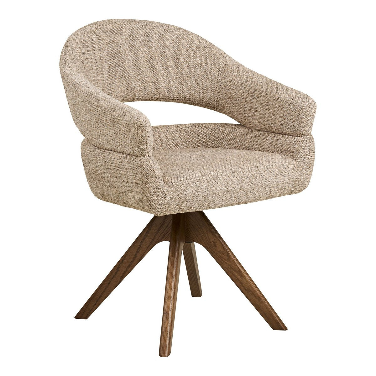 Chaise de salle à manger Dover en sable chiné avec pieds en chêne brun