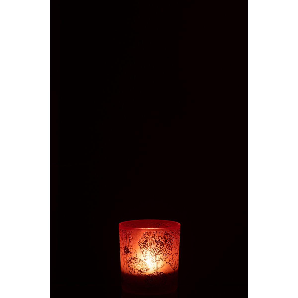 Lanterne J-Line Flowers sur une table, ambiance chaleureuse