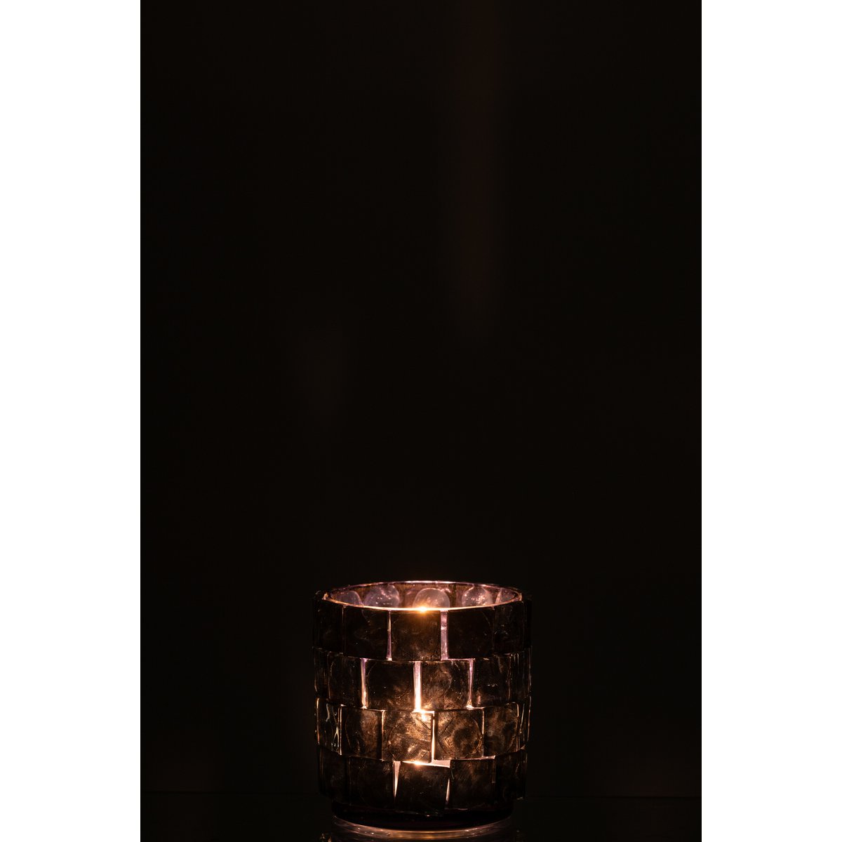 Photophore carré J-Line en verre bleu foncé - ambiance