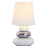 Lampe de table en céramique "Stoney", lampe de table en céramique, blanc, avec version E14, lampe de table pour salle à manger, salon, couloir ou bureau, ou comme lampe de chevet, 31 cm de haut
