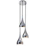 "Style" pendentif 3-BE, lampe à pensionnal classique rétro en métal gloss chromé avec des cadres E27, parapluie Ø16 cm, total Ø30 cm, idéal pour la salle à manger, le salon et la cuisine.