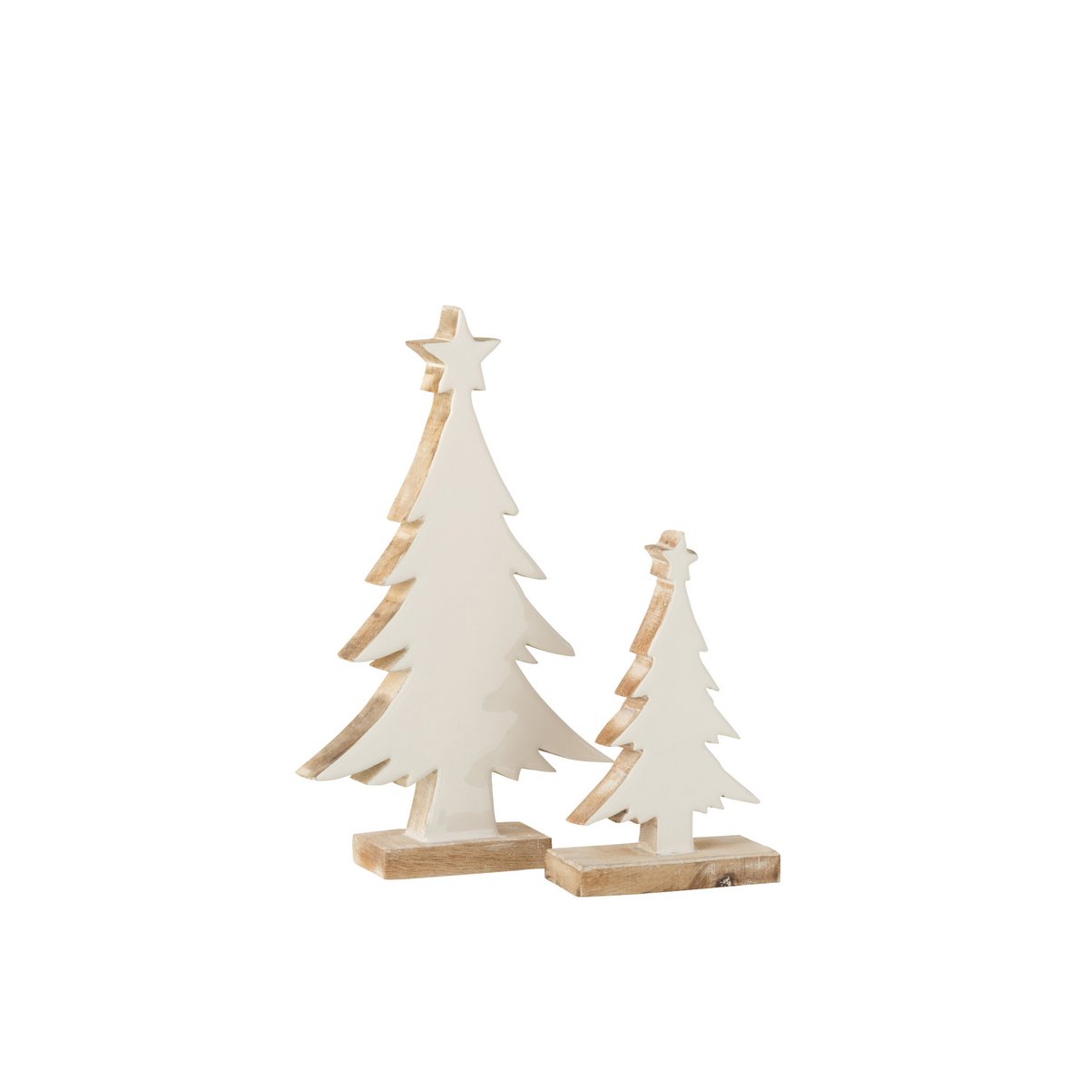Sapin de Noël J-Line en bois blanc, vue de face avec détails minimalistes.