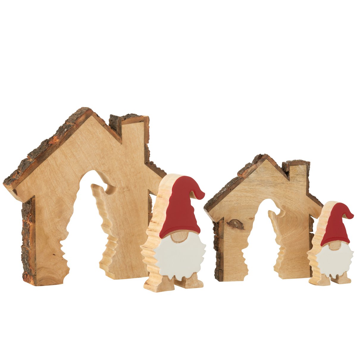 Vue latérale du Père Noël en bois J-Line, style bohème