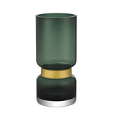 Vase en verre vert rétro futuriste de luxe avec ruban doré, 36 cm