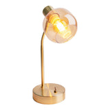 Lampe de table "Libby", lampe de table classique en métal de couleur en laiton et verre teinté en ambre, avec socket E14, pour salle à manger, salon, couloir ou bureau, 34 cm de haut
