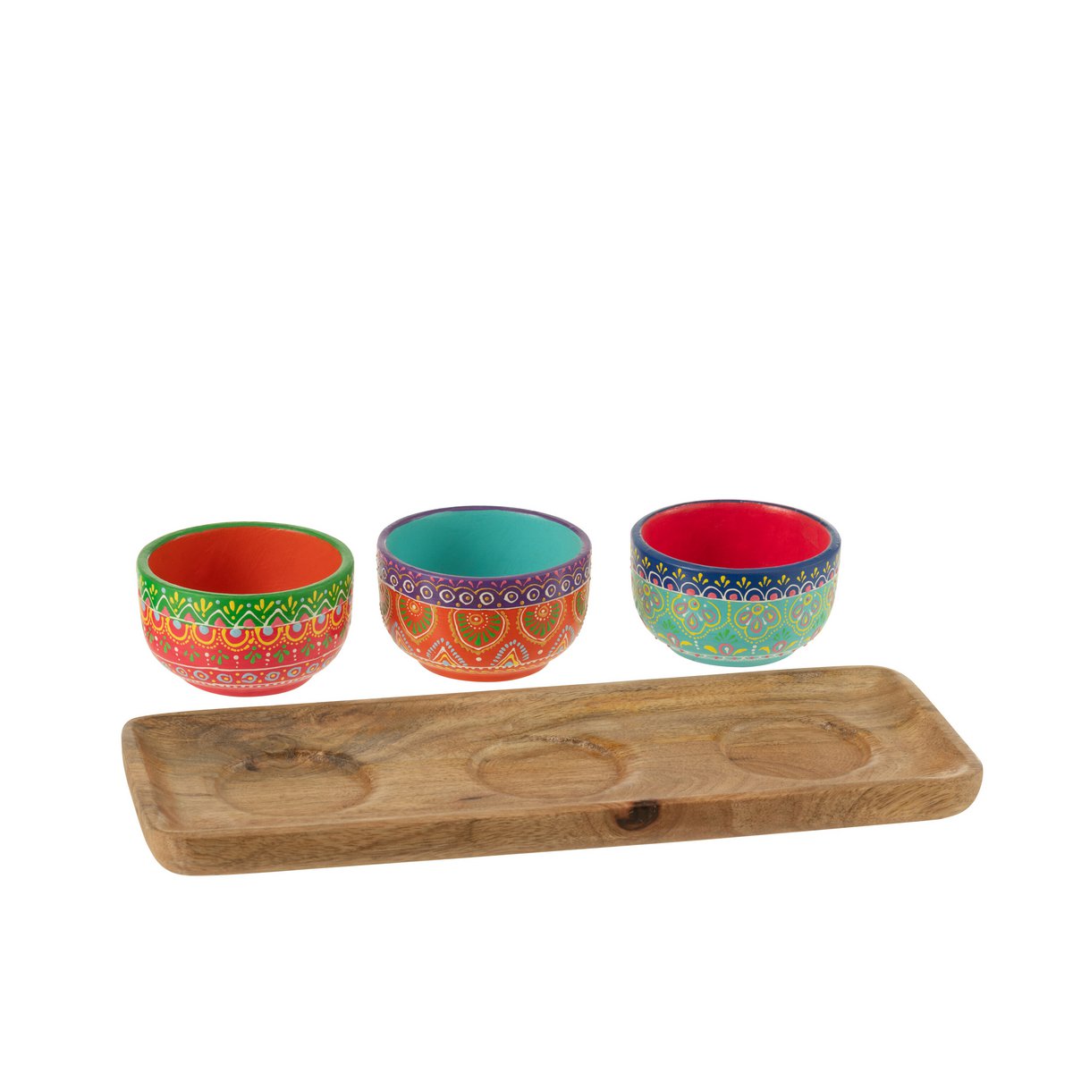 Dienblad J-Line Mumbai en terracotta avec un design multicolore élégant