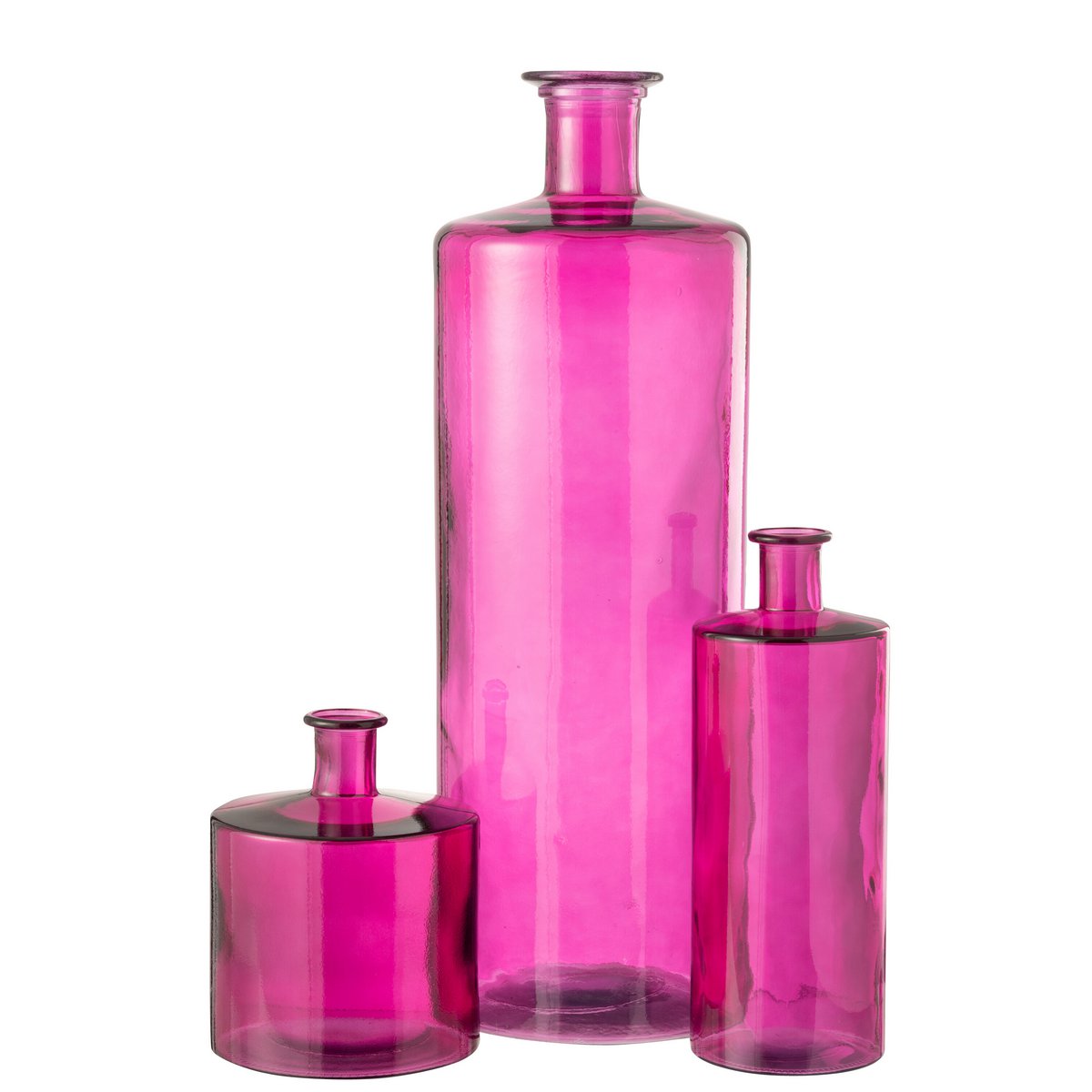 Vase bouteille J-Line en verre rose, 75 cm de hauteur, élégant et contemporain.