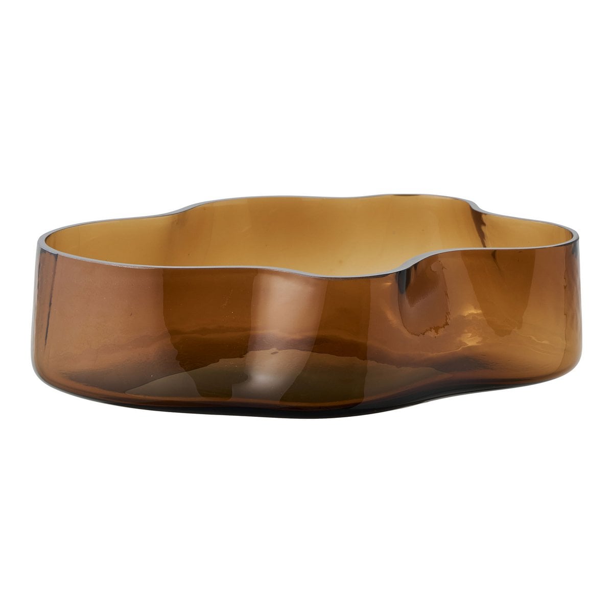 Plateau décoratif en verre, vue latérale montrant la hauteur