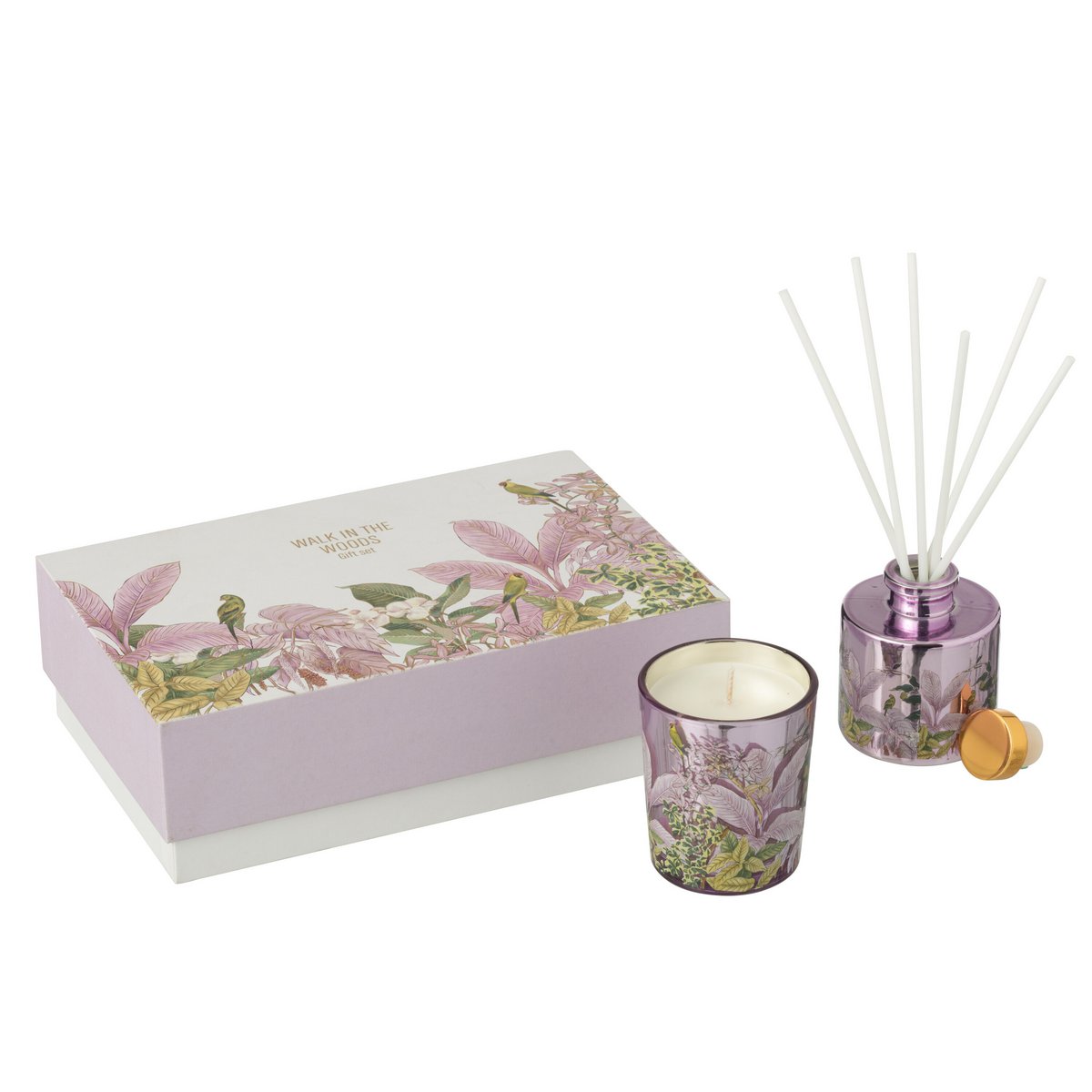 Coffret J-Line avec bougies parfumées et huile Promenade dans les Bois - vue d'ensemble