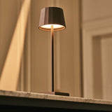 Lot de 8 lampes de table rechargeables moka brun avec station de recharge
