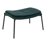 Repose-pieds Glasgow en velours vert avec pieds en métal noir