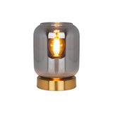 Verre Light Light "Alessio", 17 cm de haut, Ø 12 cm, métal de couleur or, verre fumé, E14