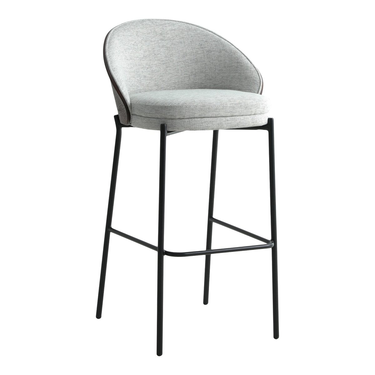 Chaise de bar Canelas en gris clair et marron foncé, vue de face