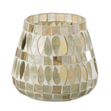 Photophore J-Line Mosaic en verre beige, vue de face