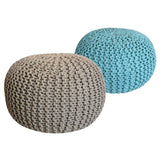 Tabouret de siège pouf ensemble 2 pièces Ø 55 cm h 37 cm tabouret de tricot coussin de plancher