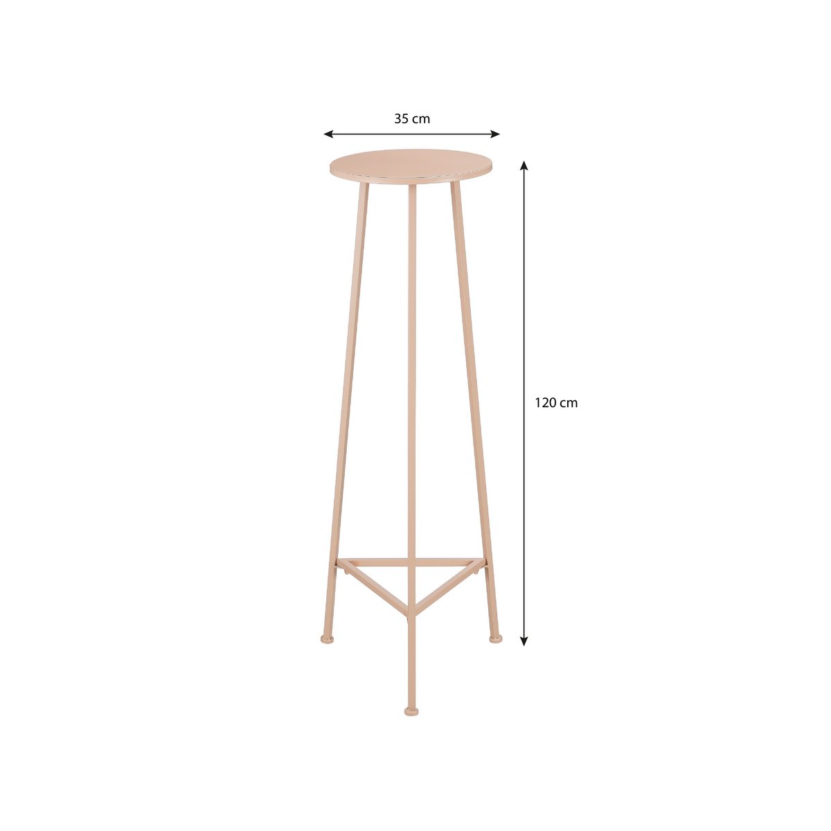Détail de la table à plantes Adine en rose clair, parfaite pour les fleurs