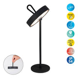 Lampe de table de batterie LED magnétiquement "Ella" pour l'extérieur et à l'intérieur, en métal et en plastique en noir, 35 cm de haut