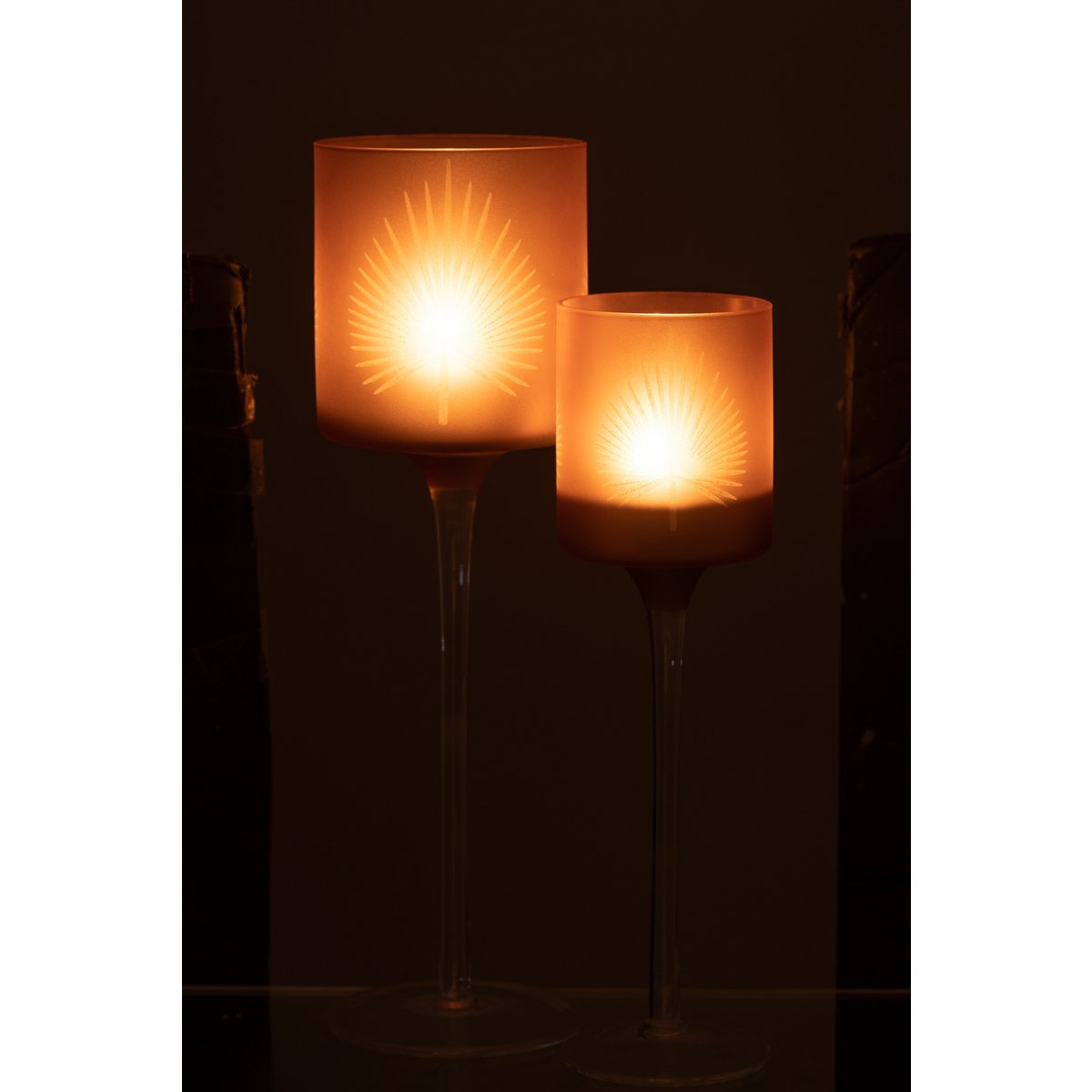 Photophore en verre beige, idéal pour décoration intérieure