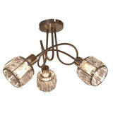 Papin LED à 3 places "Josefa", lampe à plafond en métal et le verre en acier inoxydable, avec des lampes filamentaires de version E14 incluses, pour le salon, la salle à manger, le couloir ou le couloir 38 x 24 cm
