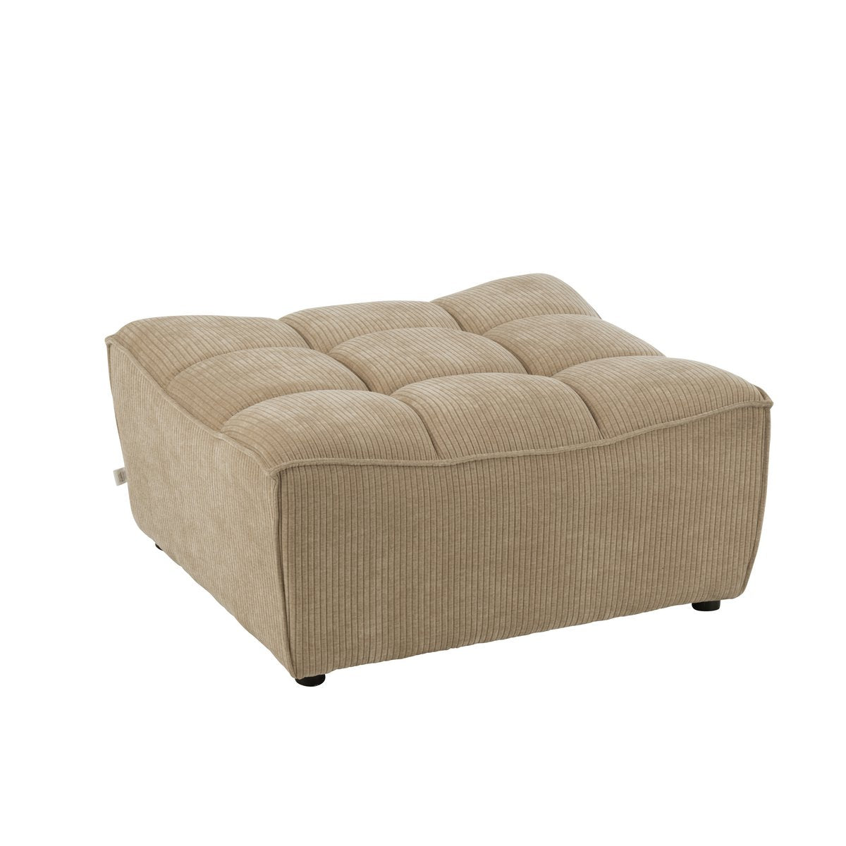 Pouf J-Line Grid en bois de peuplier et mousse beige foncé, vue de face