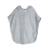 Poncho de plage brodé GOTS - Bleu Perle