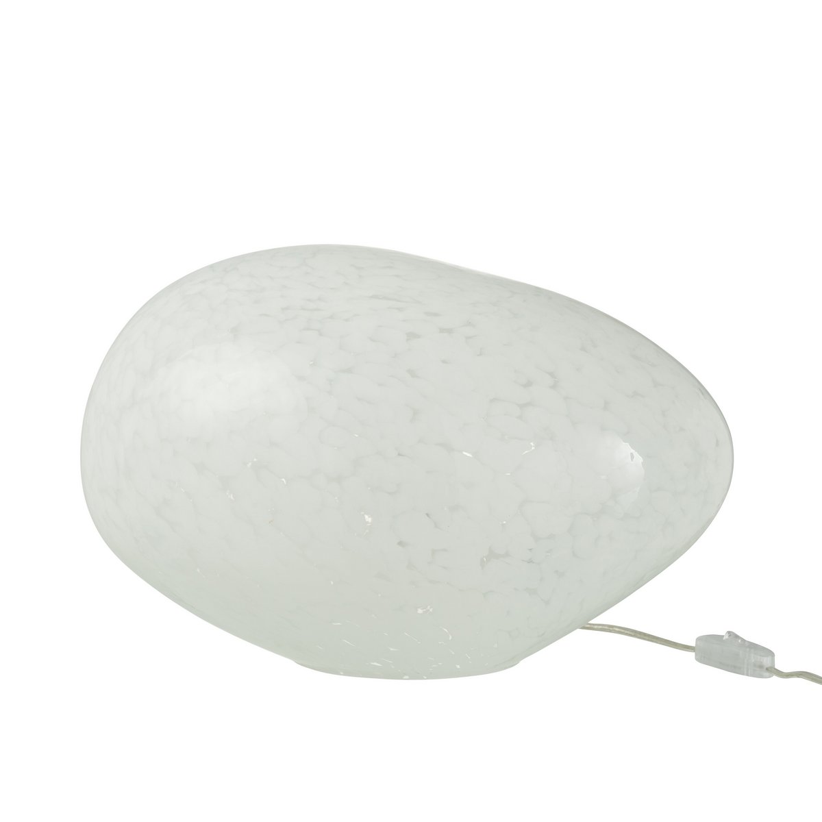 Lampe J-Line Dany Stains Ovale en verre blanc, vue de face
