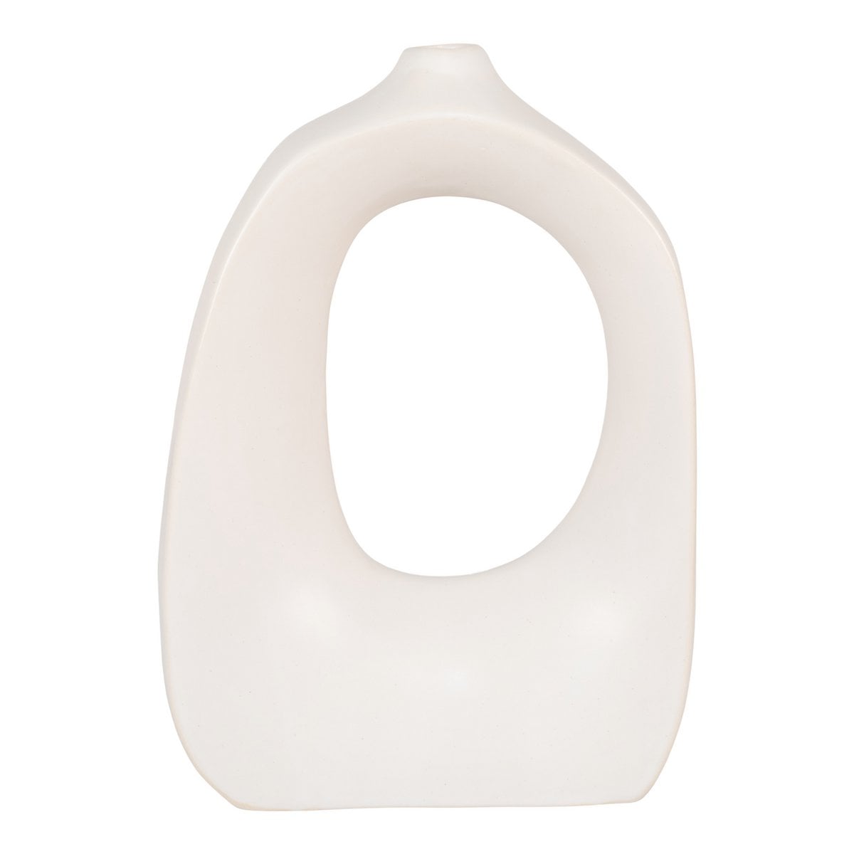 Vase sculptural en grès blanc avec grande ouverture centrale