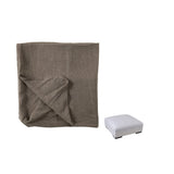 Housse pour pouf Monaco en lin taupe désert vue avant