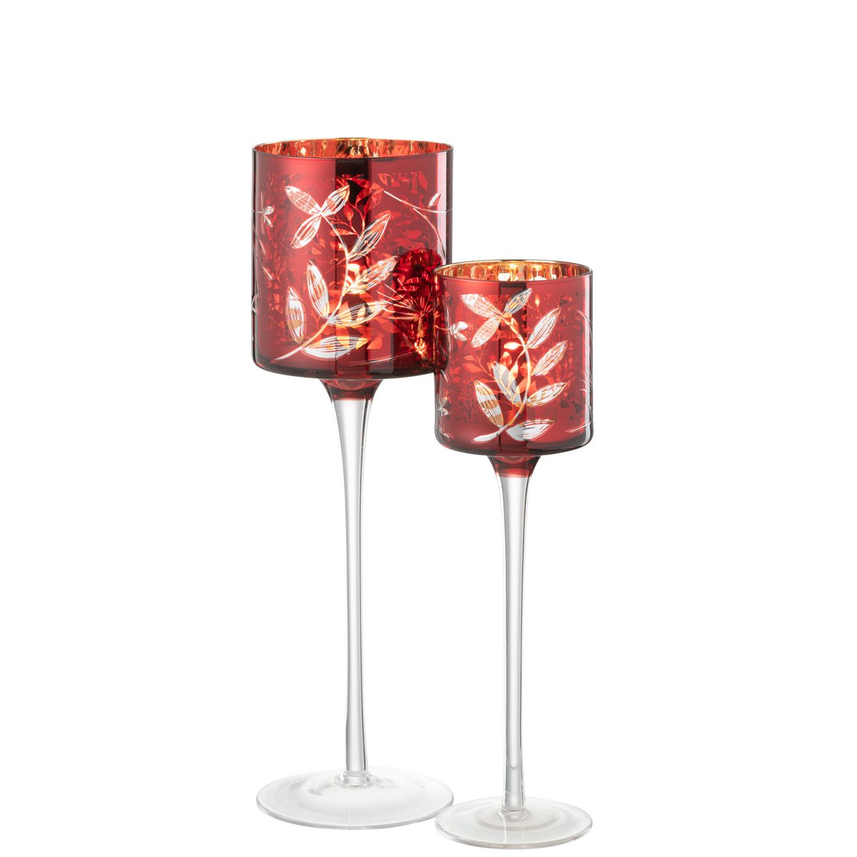 Photophore J-Line On Foot Leaves - ambiance chaleureuse dans un salon