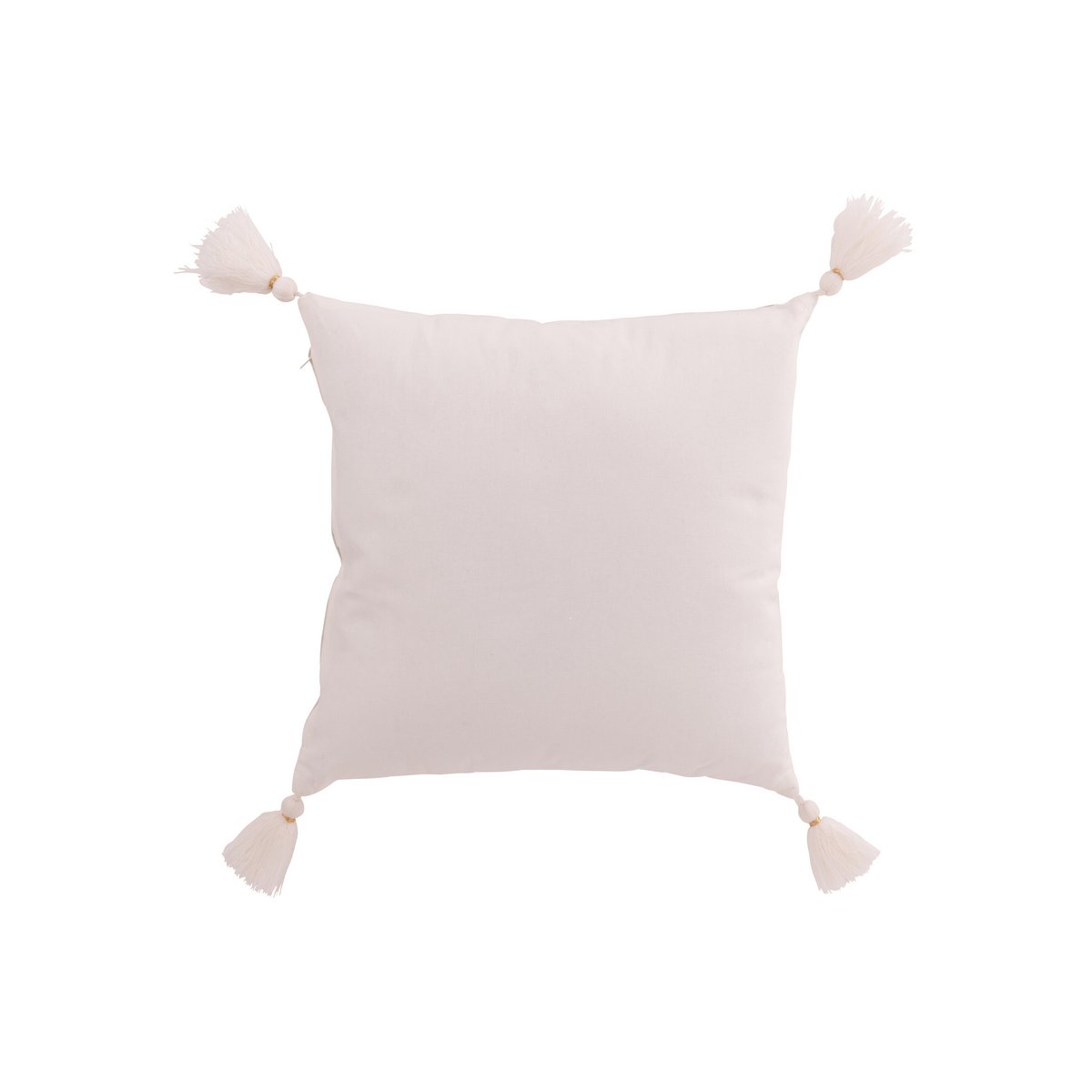 Coussin Flocon de neige J-Line en coton blanc/beige avec pompons