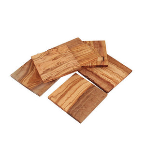 Dessous de verre carré en bois d'olivier - lot de 6