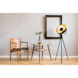 Lampe debout à trois pattes "Bernice", lampadaire en noir et or avec une douille E27, l'éclairage pour le salon, la salle à manger ou le bureau