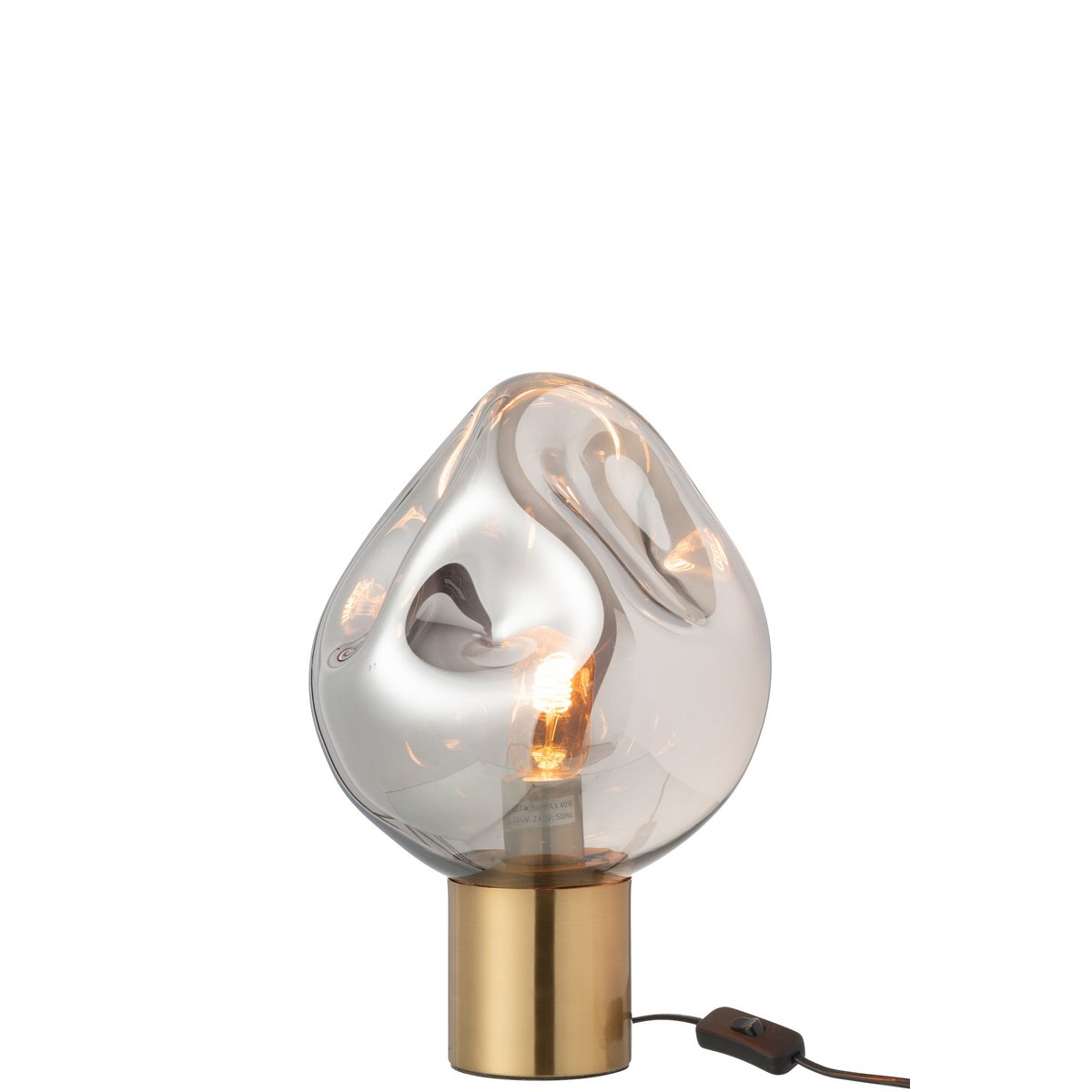 Lampe J-Line doré métal et verre vue de face, design moderne