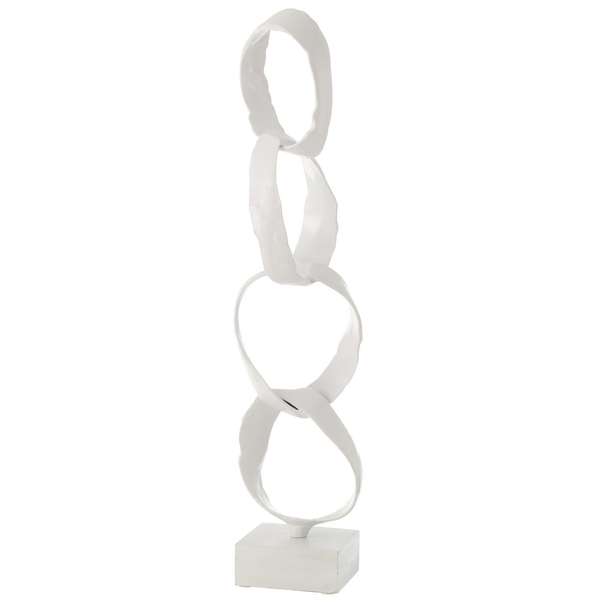 Figurine anneaux sur pied en aluminium blanc de J-Line, vue de face