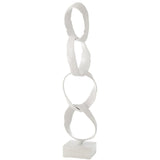 Figurine anneaux sur pied en aluminium blanc de J-Line, vue de face