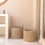 Grand panier à linge panier de rangement rond panier décoratif tissé en fibres naturelles MASILA (2 tailles)