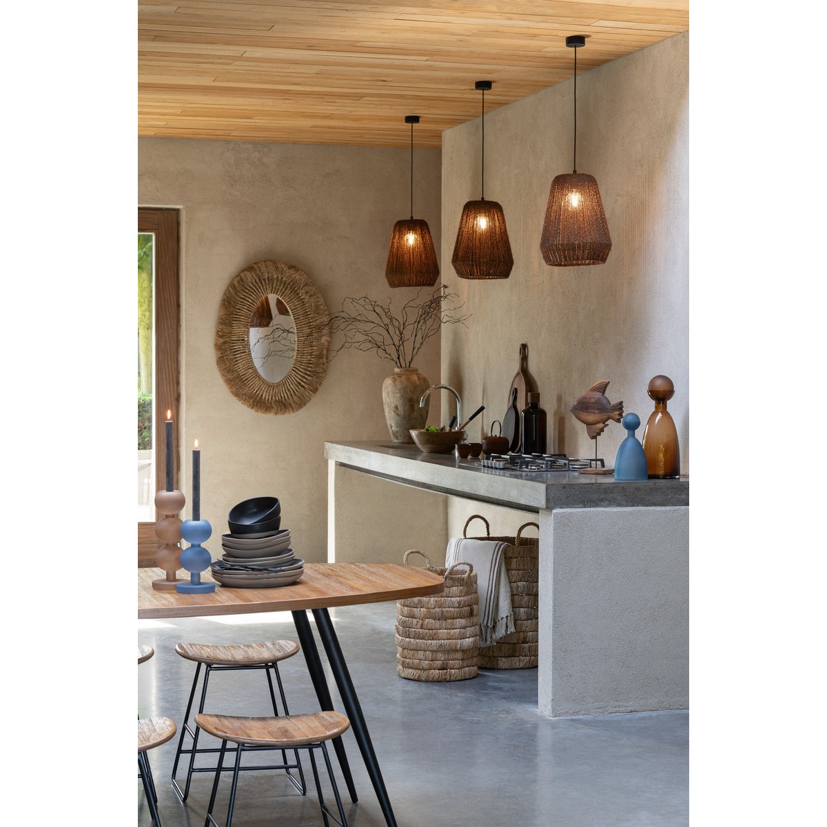 Lampe Suspendue J-Line Tresse Métal Noir - vue latérale