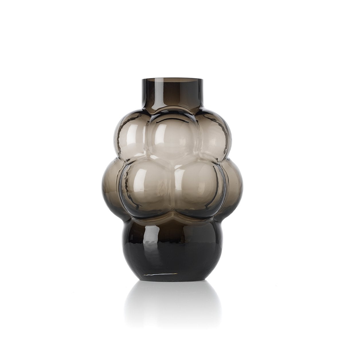 Vase Raisin en verre gris foncé avec contours bulbeux, pièce unique