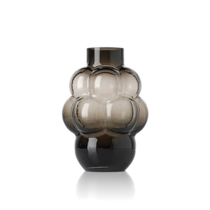 Vase Raisin en verre gris foncé avec contours bulbeux, pièce unique