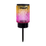 Brochettes décoratives solaires "Mila" 2 set, Ø 8,3 cm, 25 cm de haut, métal noir, verre lourd et structuré en rouge / jaune et en bleu / vert, LED intégré, blanc chaud